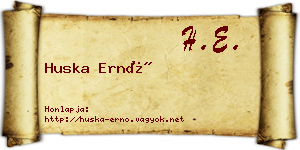 Huska Ernő névjegykártya